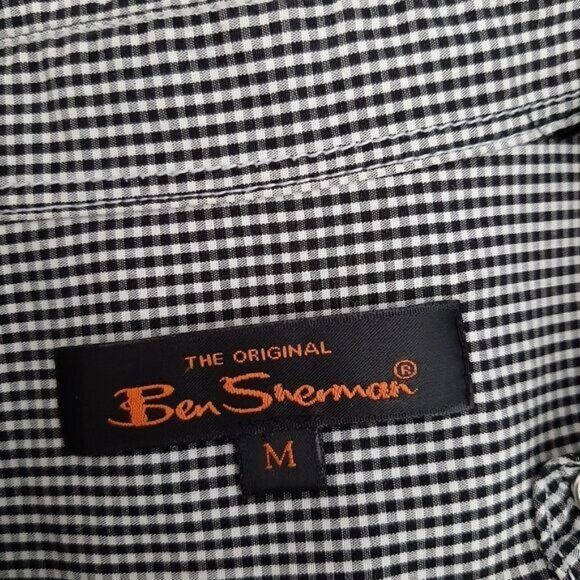 BEN SHERMAN 100% Cotton Pearl Snap Button Western Gingham Shirt B&W Men's Sz M - Picture 13 of 14